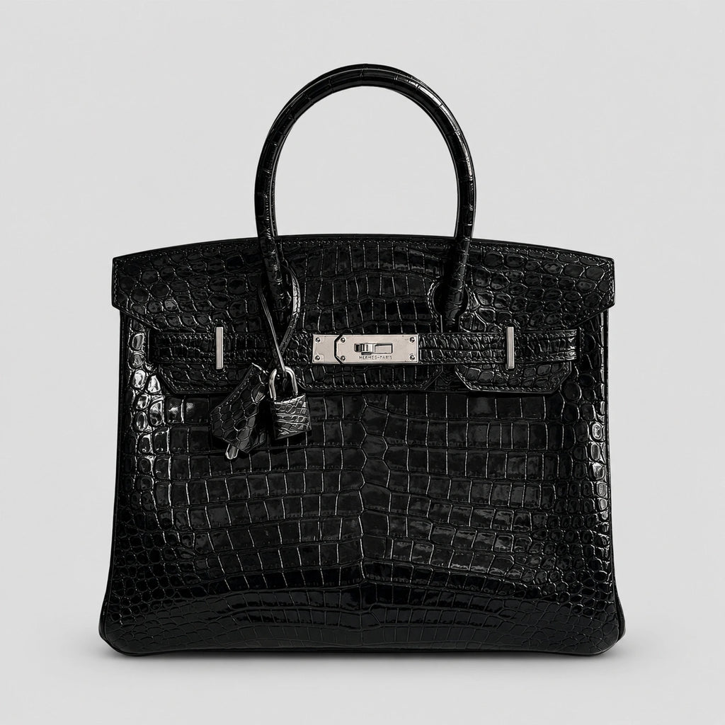 Hermès Birkin 30 Croco Porosus Noir – Palladium