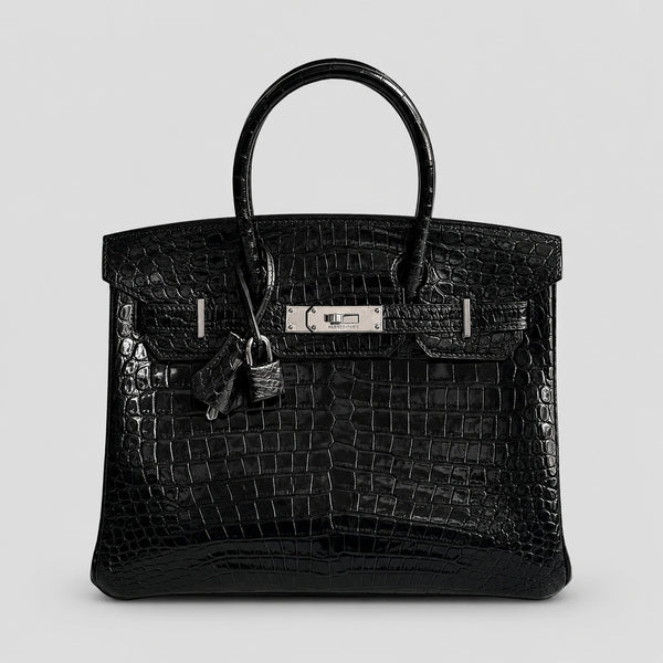 Hermès Birkin 30 Croco Porosus Noir – Palladium