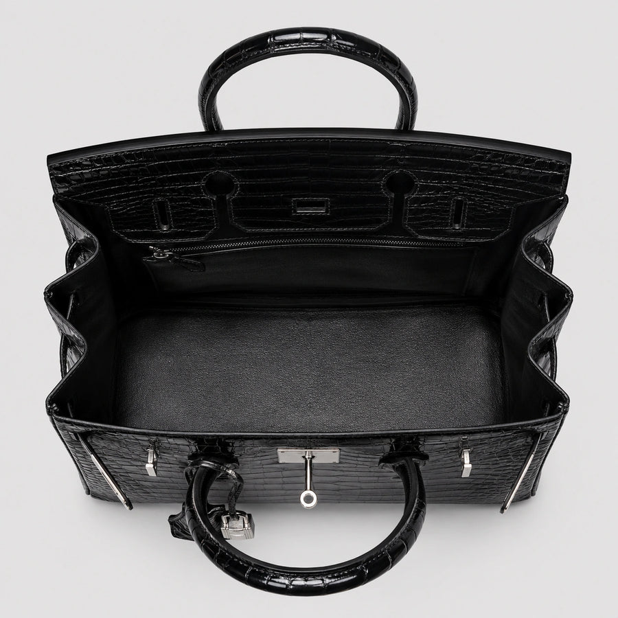 Hermès Birkin 30 Croco Porosus Noir Palladium — Größenvergleich | Luren Authentisch