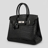 Hermès Birkin 30 Croco Porosus Noir Palladium — Seitenansicht | Luren Authentisch