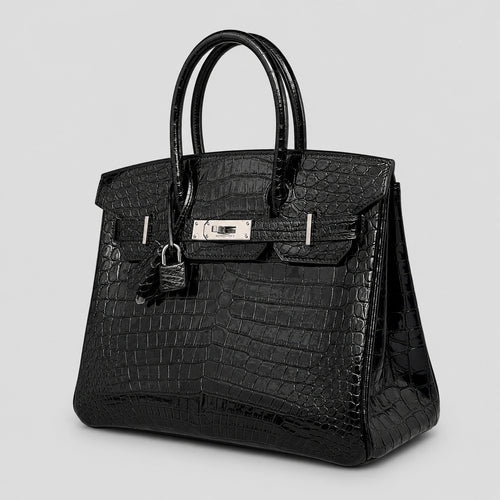 Hermès Birkin 30 Croco Porosus Noir – Palladium