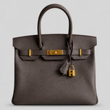 Hermès Birkin 30 Epsom Gris Gold — Hauptansicht Vorderseite | Luren Authentisch