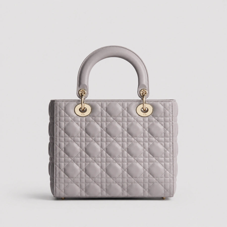Lady Dior Cannage Lammleder Trianon Grau — Rückansicht | Luren Authentisch